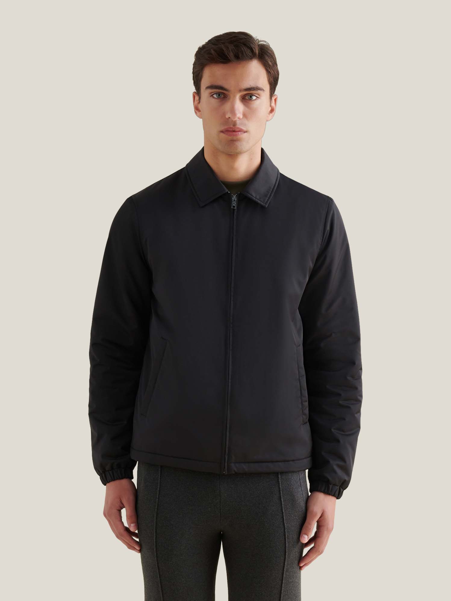 Peckham Rye Light Padded Collar Black Bomber Jacket
